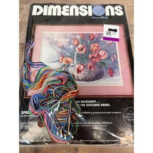 Dimensions No Count Cross Stitch Kit Spring Tulips Barbara Mock 1986 16 x 12